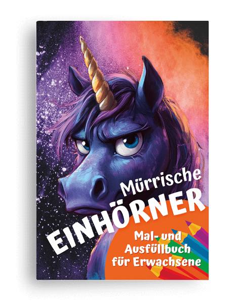 Mockup Mürrische Einhörner Malbuch Erwachsene