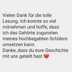 Rückmeldung zur Lesung Susanne Burzel